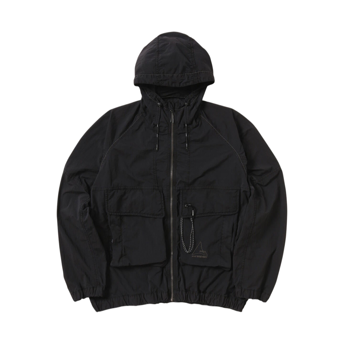 로아 x 앤드 원더 가먼트 다이 나일론 후드 자켓 블랙(ROA x And Wander Garment Dye Nylon Hooded Jacket Black)