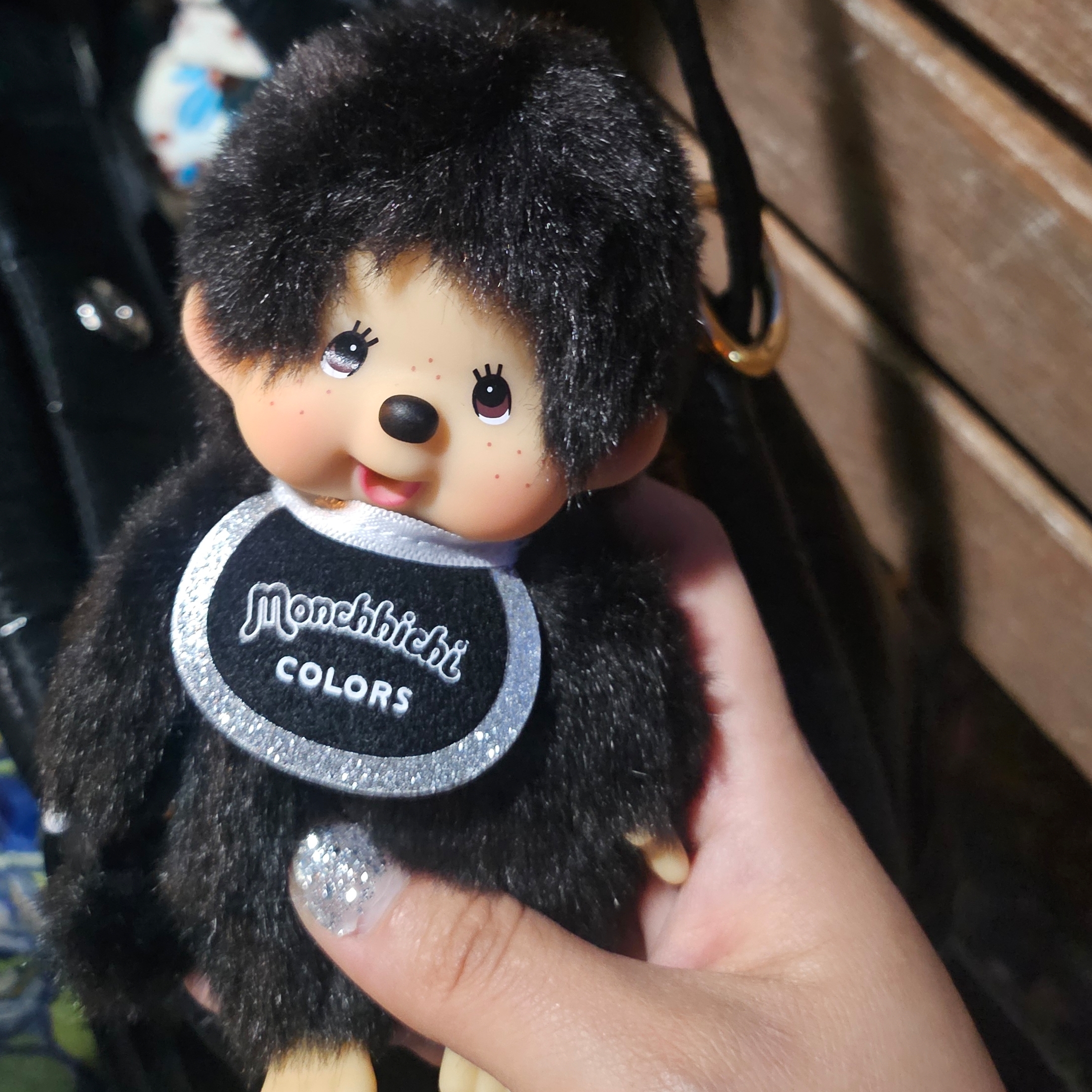 Monchhichi Colors Key Chain Black 착용 스타일
