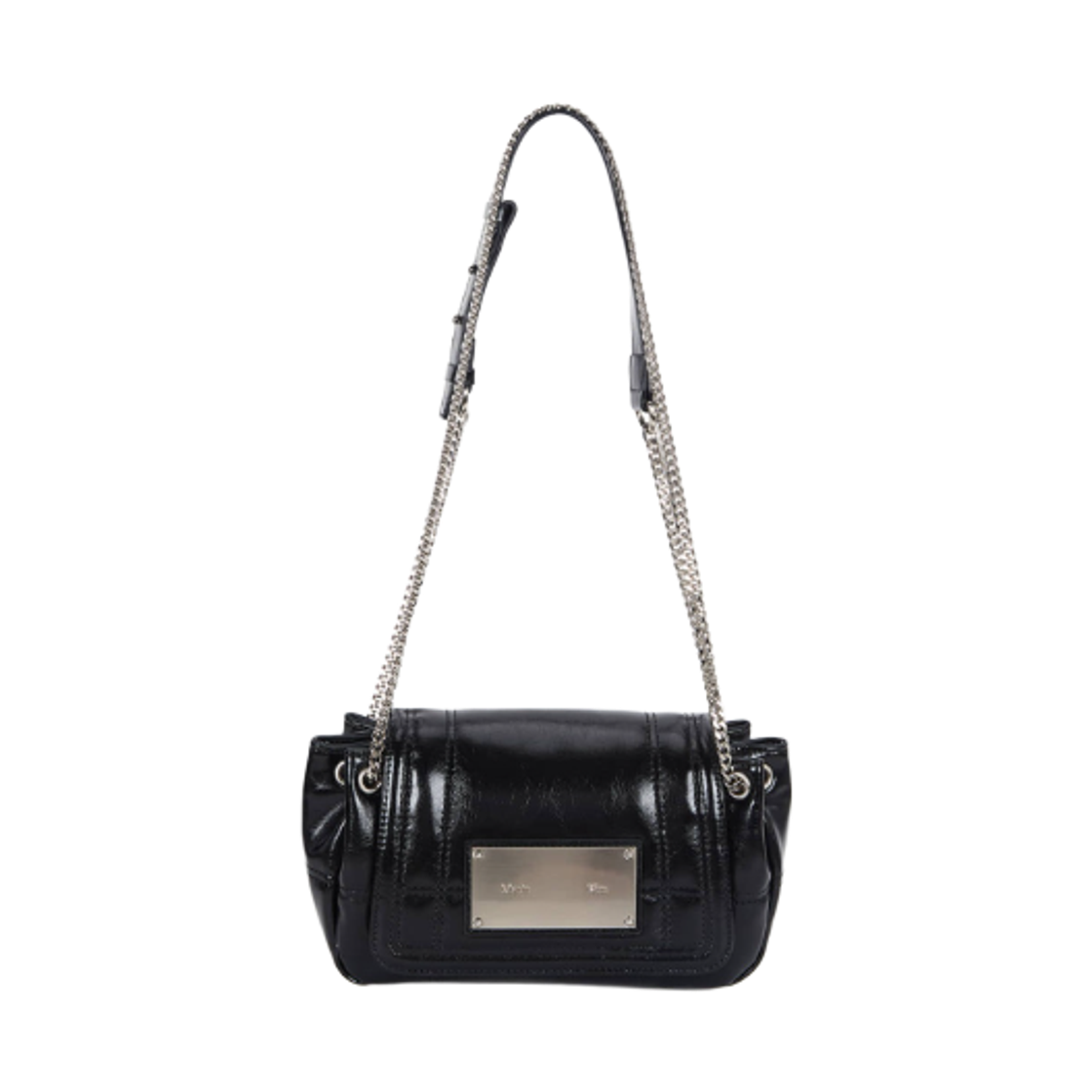 MK259OBG062MBB Matin Kim Glossy Quilting Small Chain Bag Black