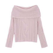 Asura Alpaca Twist Off Shoulder Knit Pink