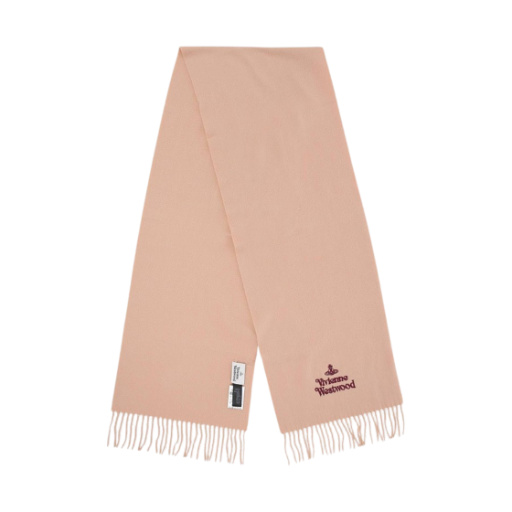 81030007-W00Q7-C401 Vivienne Westwood Embroidered Logo Muffler Beige