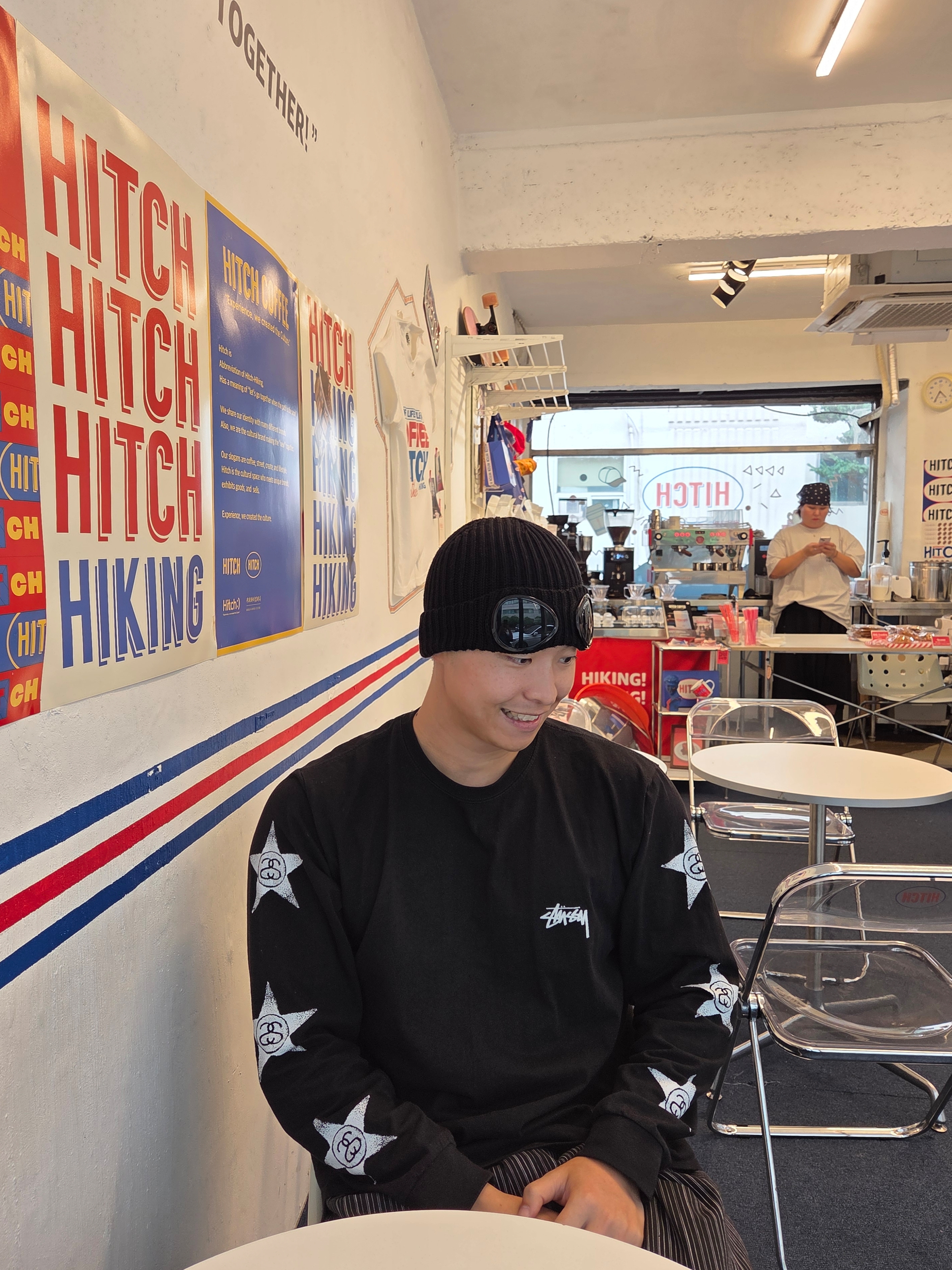 C.P. Company Extra Fine Merino Wool Goggle Beanie Black - 24FW, Stussy Stars LS T-Shirt Black 착용 스타일 - 4