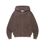 Thevinylhouse Dyed Hoodie Zip Up Brown