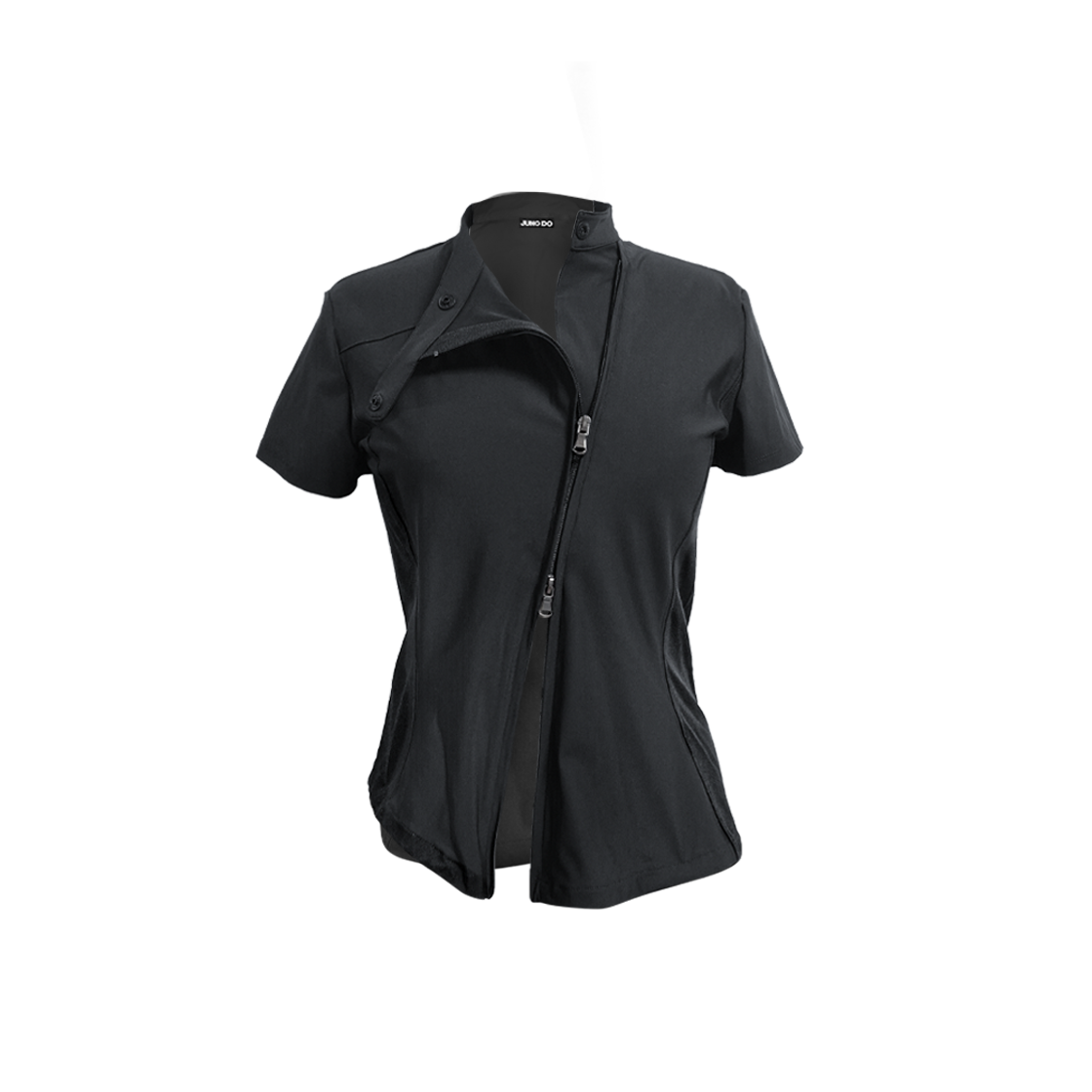정도 커브드 집업 셔츠 - 쿨 블랙(JUNGDO Curved Zip-Up Shirt - Cool Black)