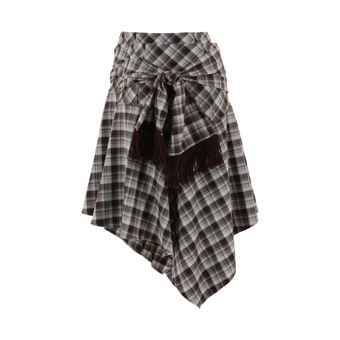 A25FWSK31BRS Asura Check Unbalance Hool Skirt Brown