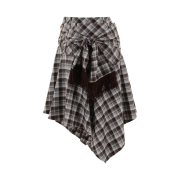 Asura Check Unbalance Hool Skirt Brown