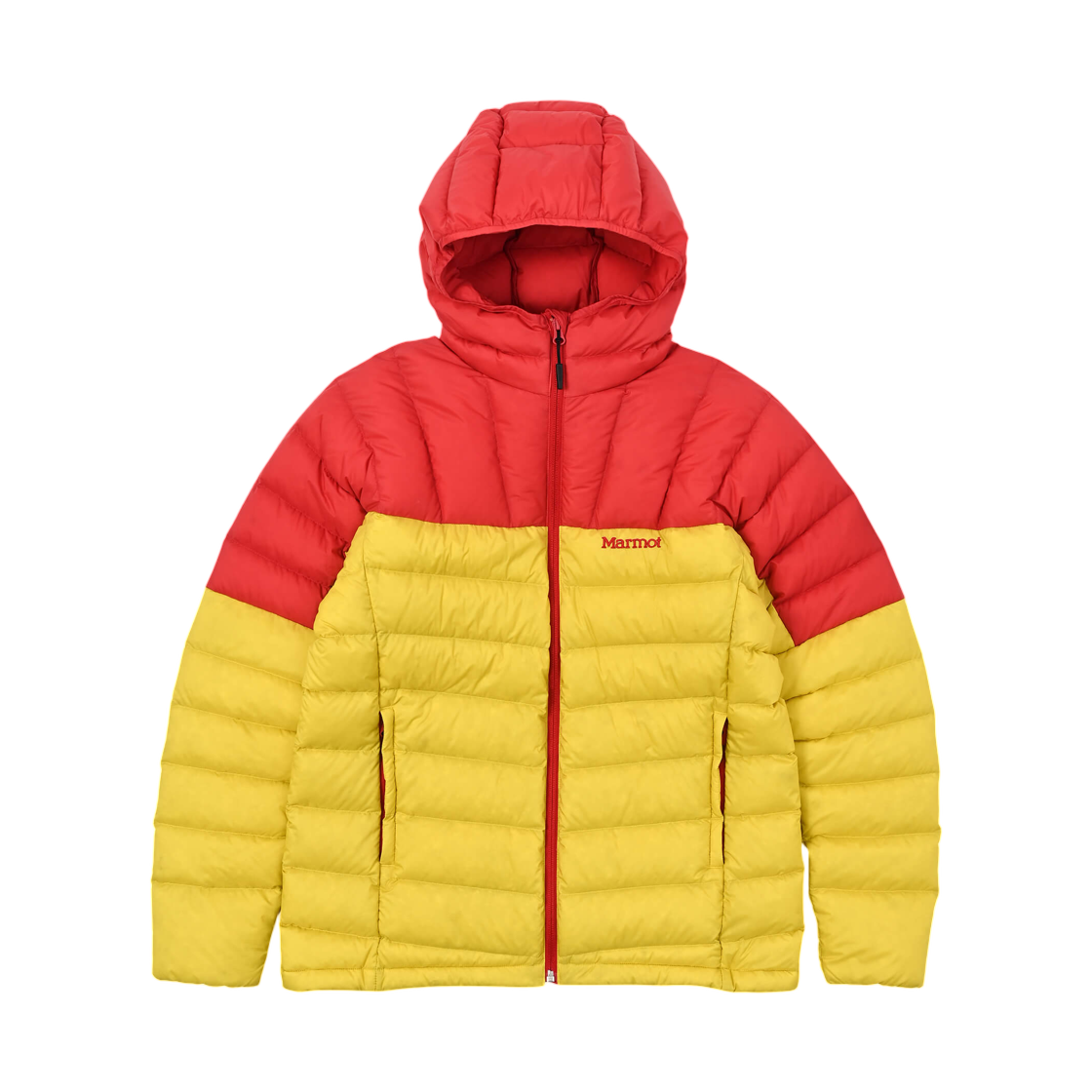 마모트 랜스 다운 후드 레드 옐로우(Marmot Lance Down Hoodie Red Yellow)