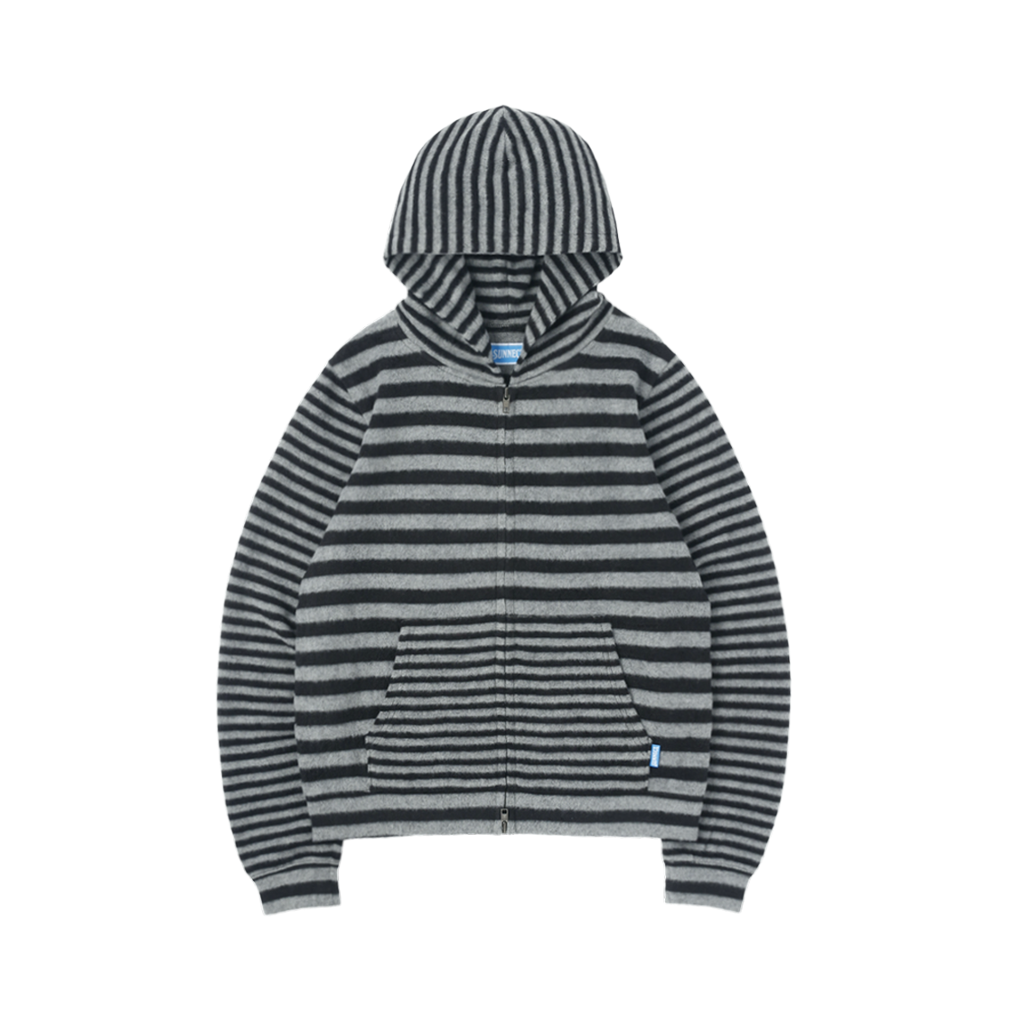 SNCT25FTO001BK SUNNECT Striped Knit Zip Hoodie Black
