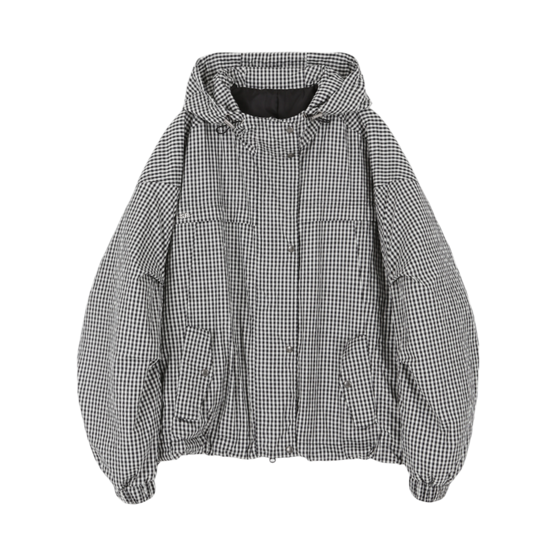 A25FWJK11BC0F Asura Pattern Duo Bomber Jacket Black Check