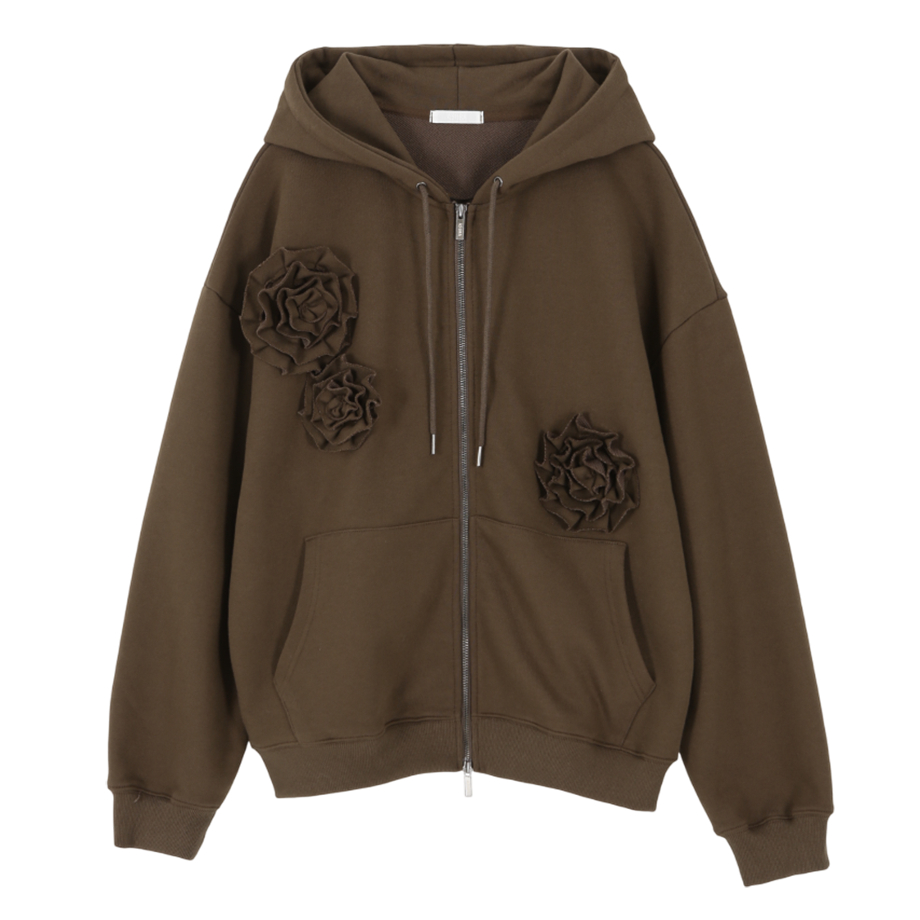 A25FWTS12BR0F Asura Flower Hood Zip Up Brown