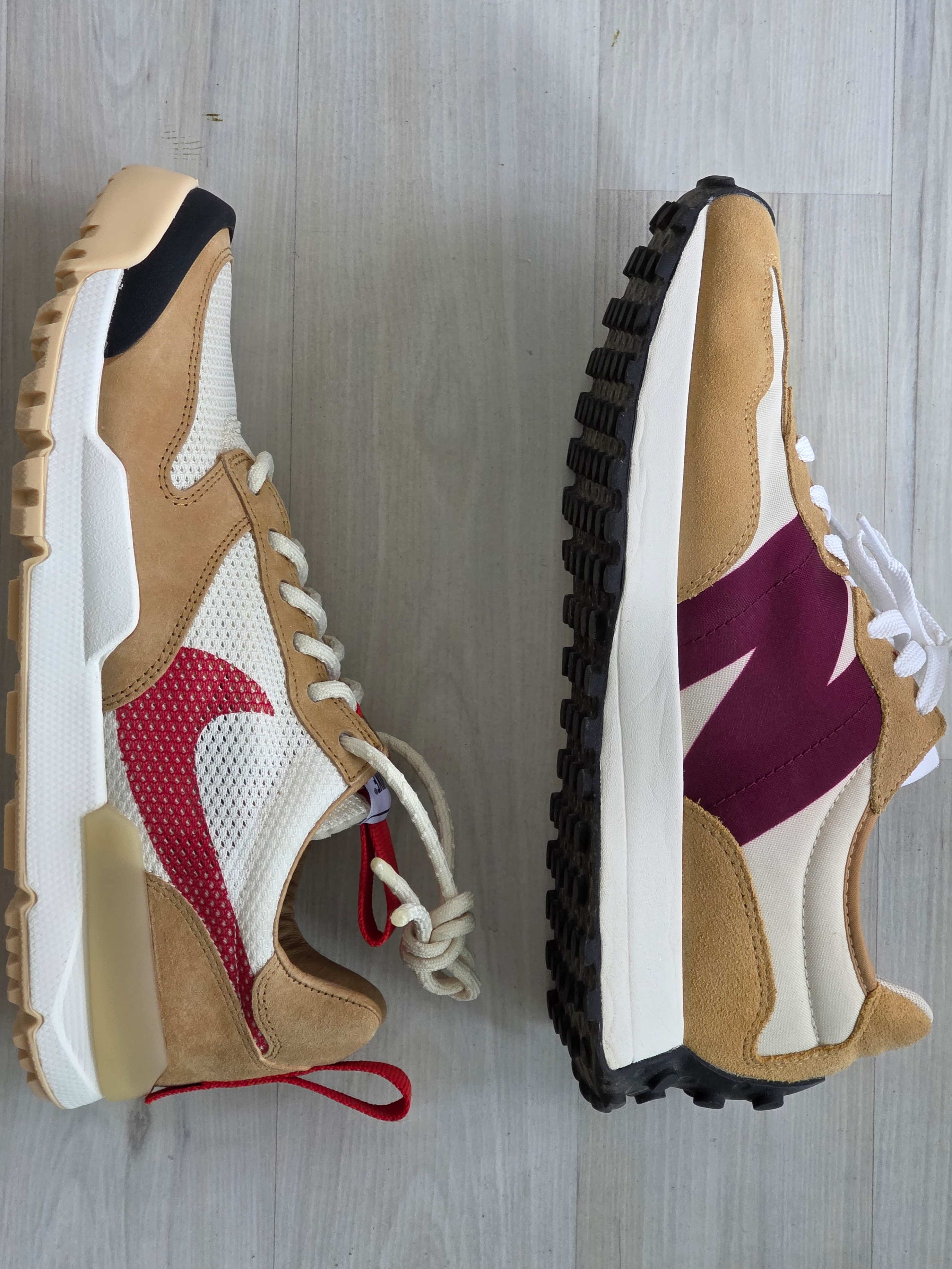 Nike x Tom Sachs Mars Yard Shoe 3.0 Space Camp, New Balance 327 Moonbeam Ghost Pepper 착용 스타일 - 9