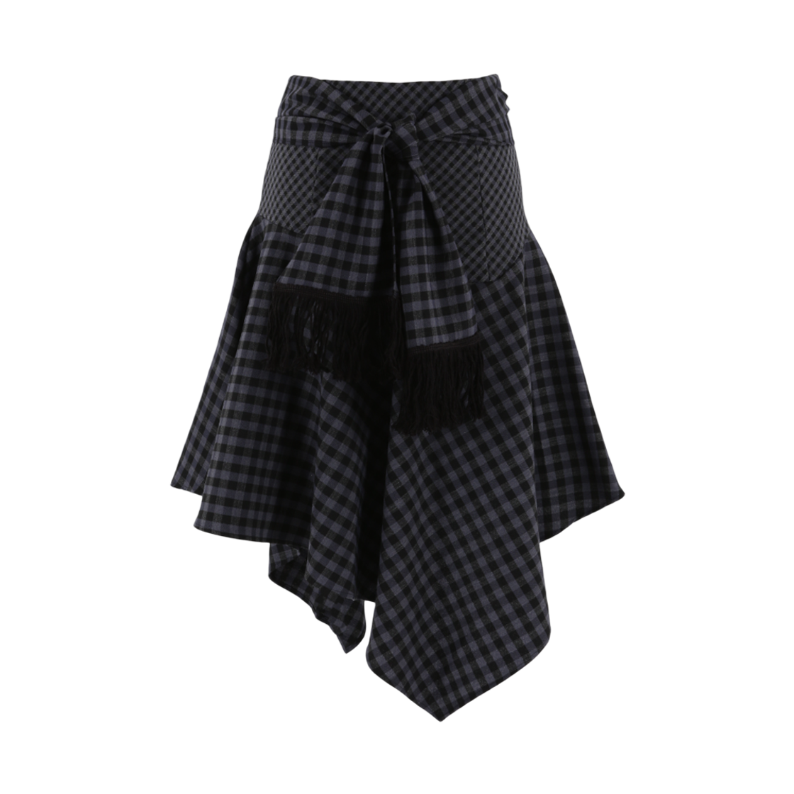 아수라 체크 언밸런스 훌 스커트 네이비(Asura Check Unbalance Hool Skirt Navy)