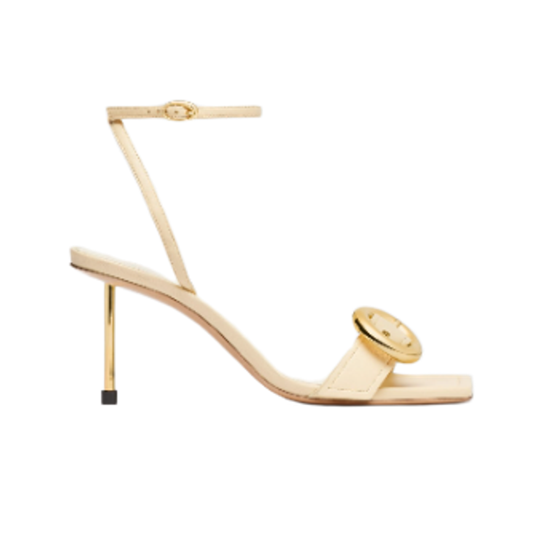 241FO078-3073-120 (W) Jacquemus Regalo Circle Square Slingbacks Ivory
