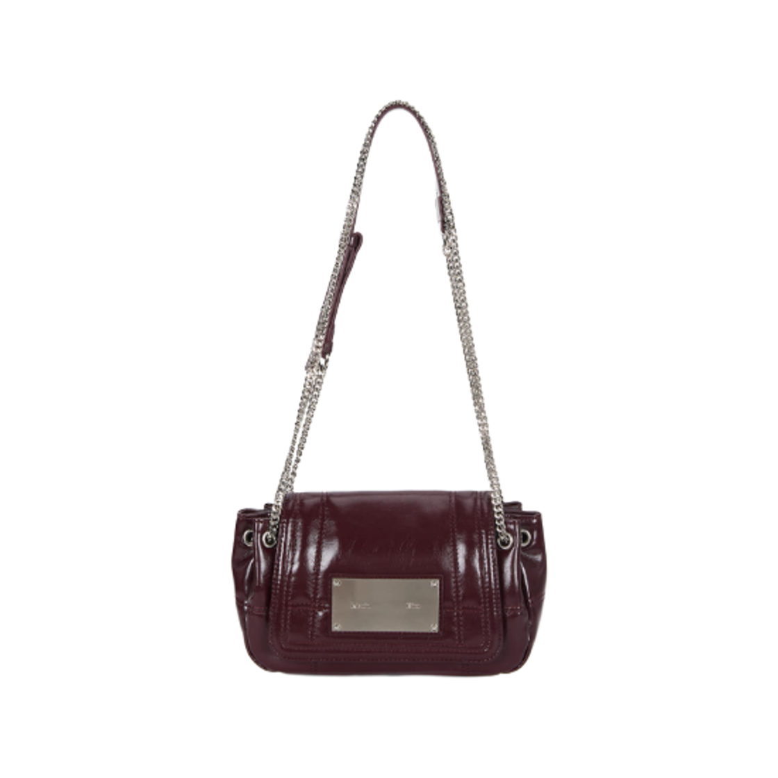 마뗑킴 글로시 퀼팅 스몰 체인백 버건디