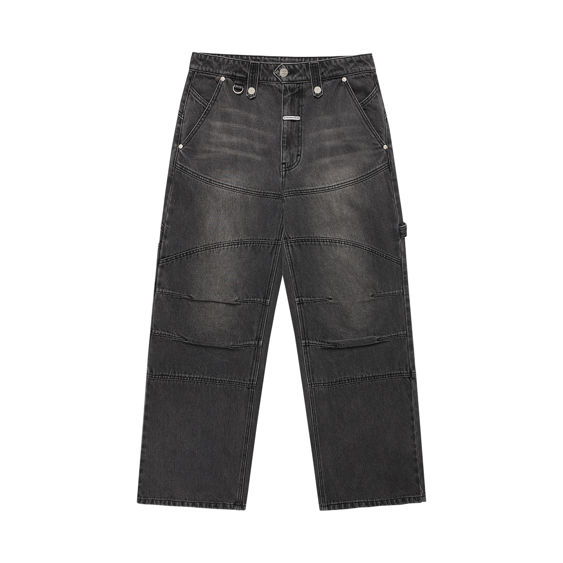 VH2FFUD114ABK Thevinylhouse Round Double Knee Denim Pants Black