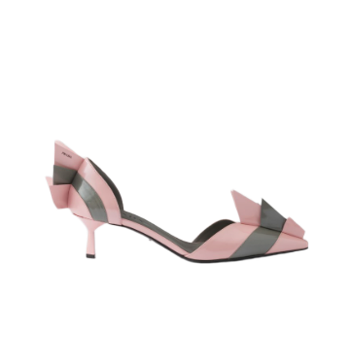 1I971N-05G-F04HZ (W) Prada Two-Tone Patent Leather D'Orsay Pumps Orchid Steel