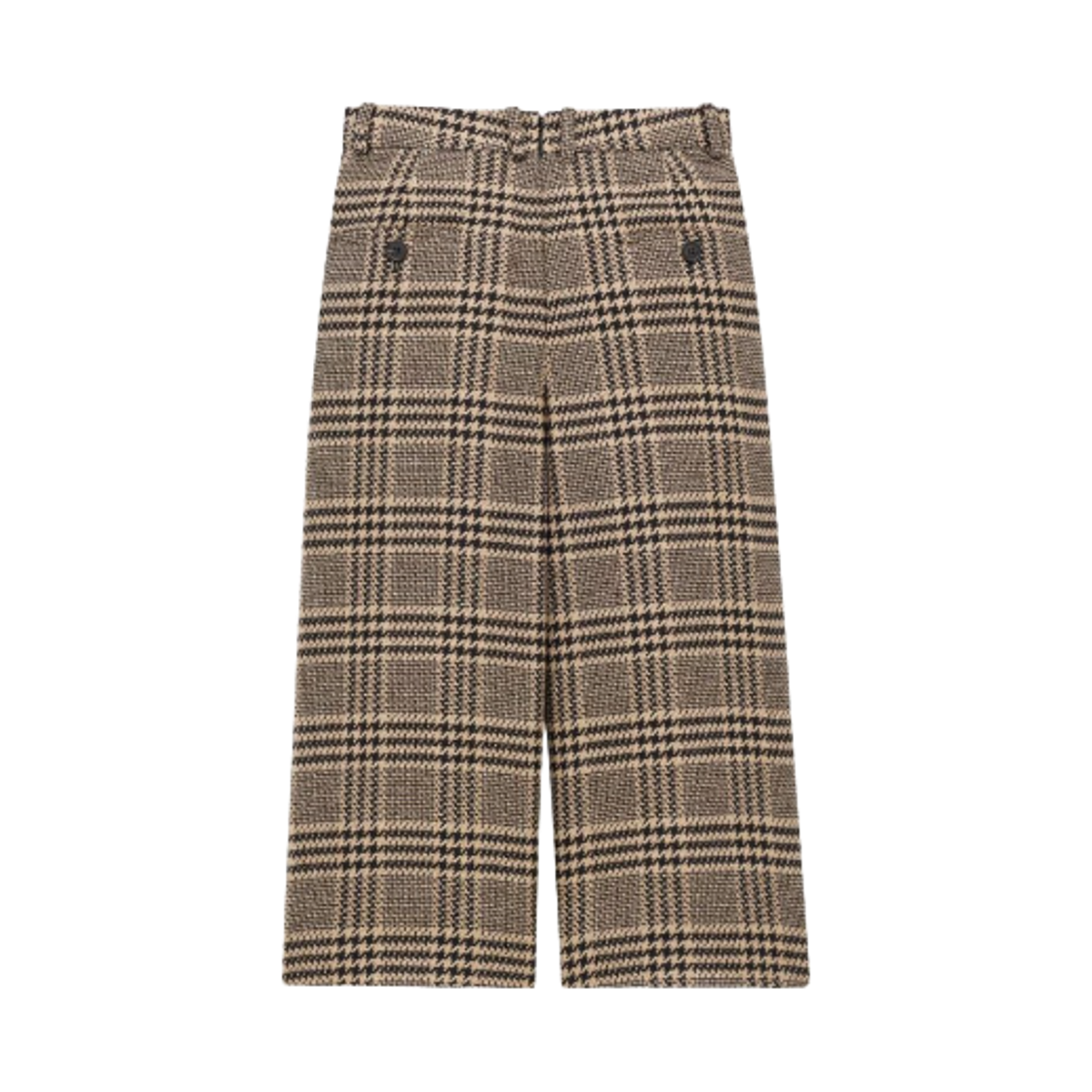 831073-Y3J67-1492 (W) Saint Laurent Culottes in Prince of Wales Silk and Cashmere Noir Creme