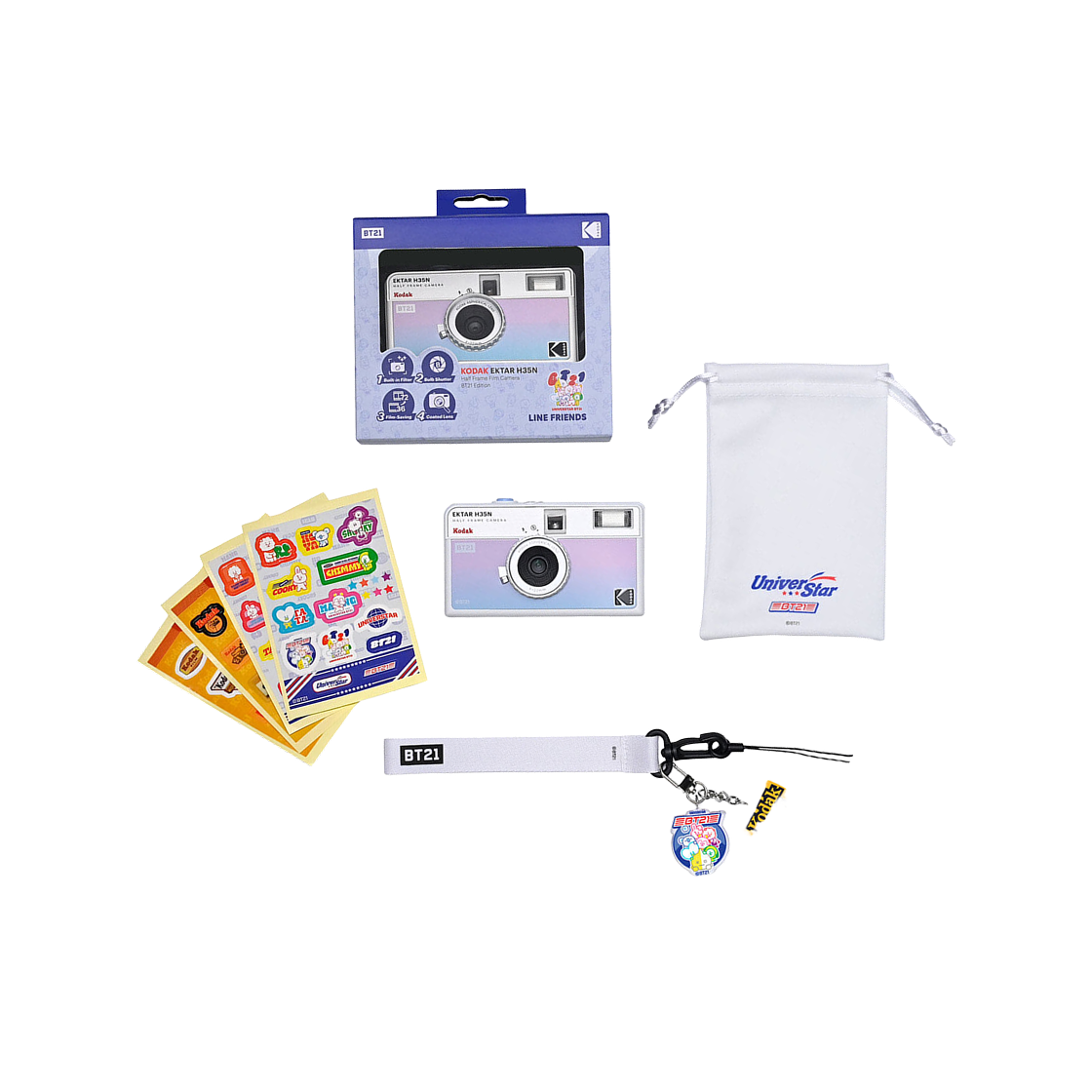 코닥 HKTAR H35N x 라인 프렌즈 BT21 에디션 세트 퍼플(Kodak HKTAR H35N x Line Friends BT21 Edition Set Purple)