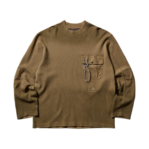 로아 x 앤드 원더 가먼트 다이 와플 포켓 티셔츠 베이지(ROA x And Wander Garment Dye Waffle Pocket T-Shirt Beige) - 1