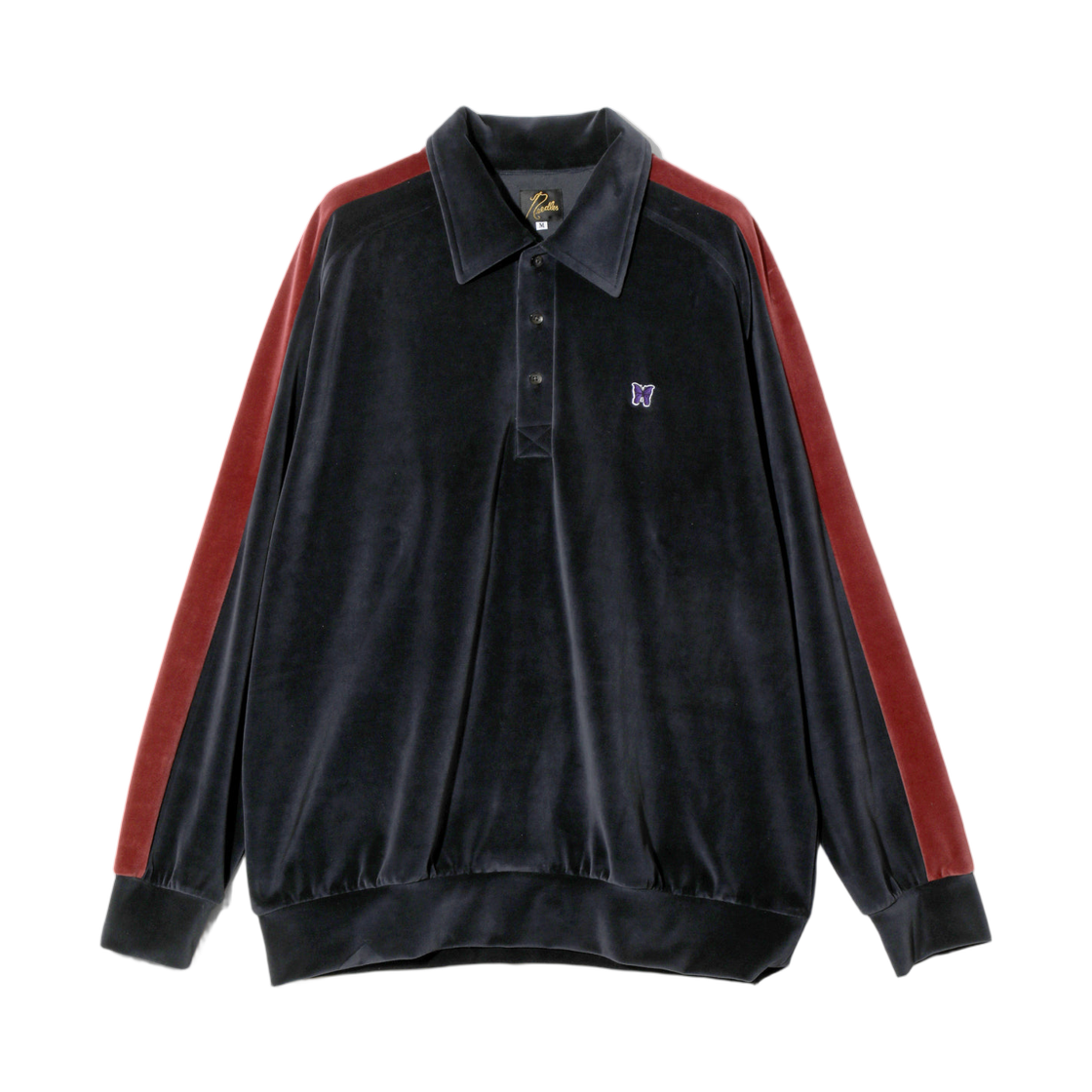 RW338C Needles Side Line Pullover Shirt C/PE Velour Navy