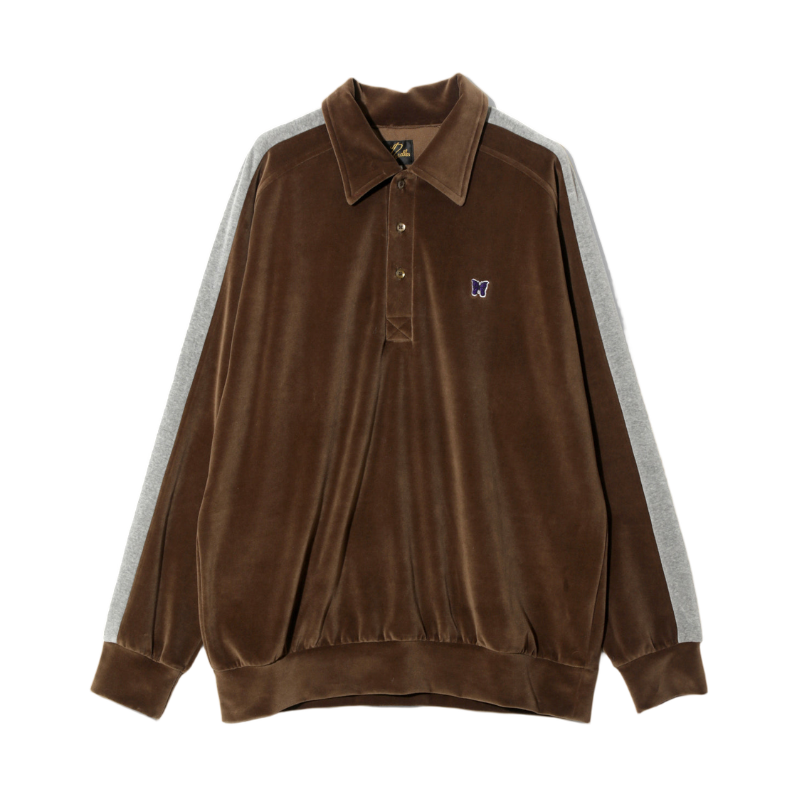 RW338A Needles Side Line Pullover Shirt C/PE Velour Brown