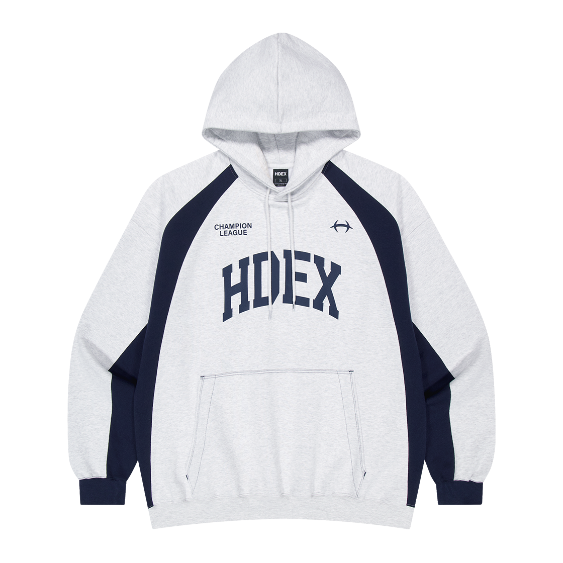 H253MOLMH05MWH HDEX Side Color Block Hoodie Melange White