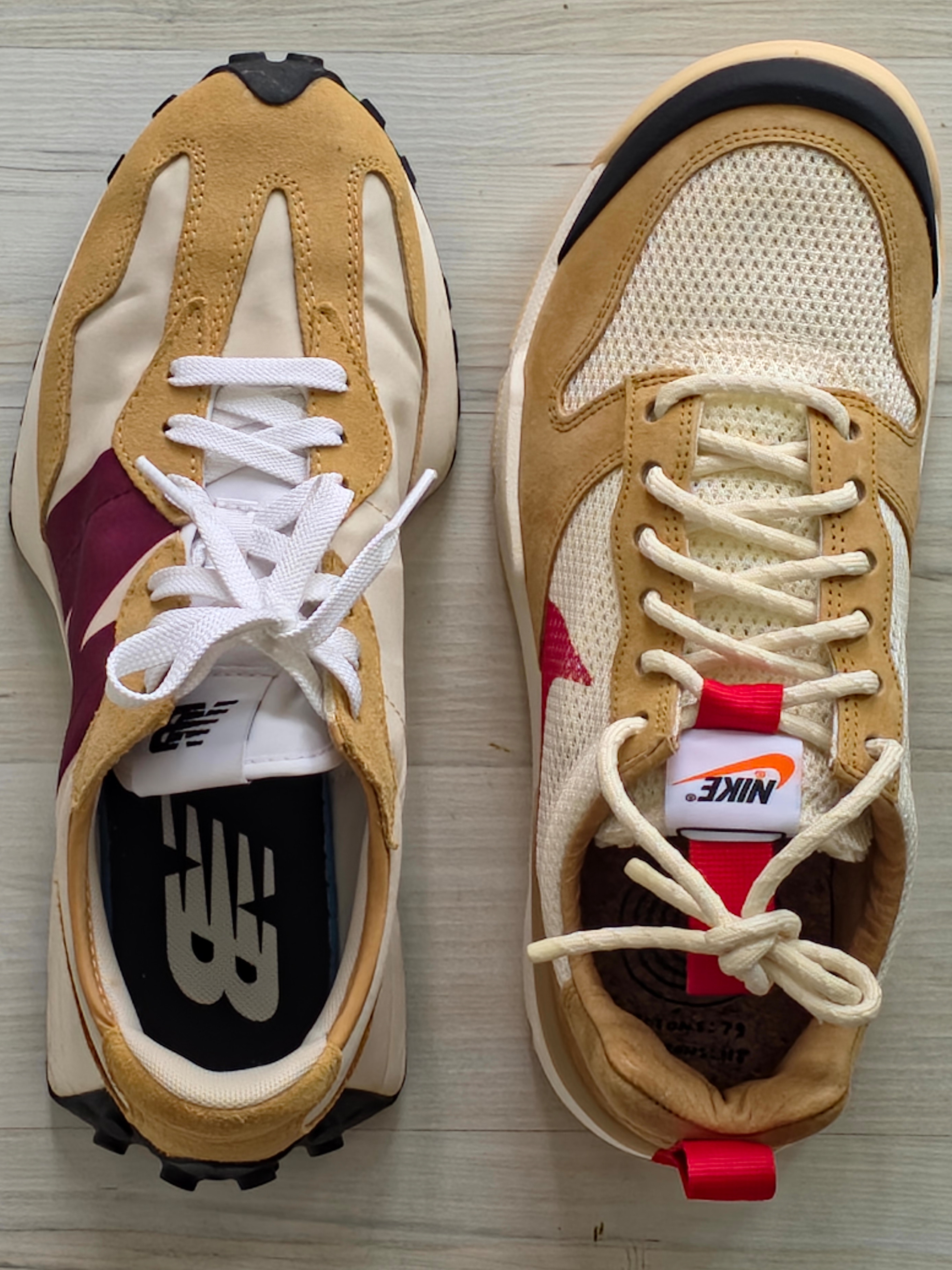 Nike x Tom Sachs Mars Yard Shoe 3.0 Space Camp, New Balance 327 Moonbeam Ghost Pepper 착용 스타일 - 6