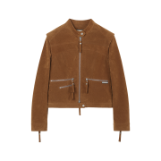 (W) Thevinylhouse Non Collar Suede Jacket Brown