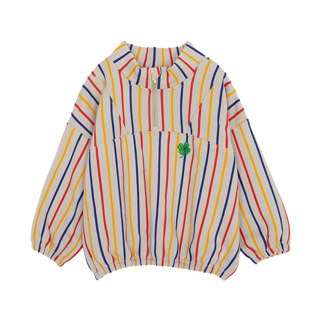 (키즈) 미니 로디니 플리스 하프 집업 집업 스웨트셔츠 그레이((Kids) Mini Rodini Fleece Half Zip Up Sweatshirt Gray)
