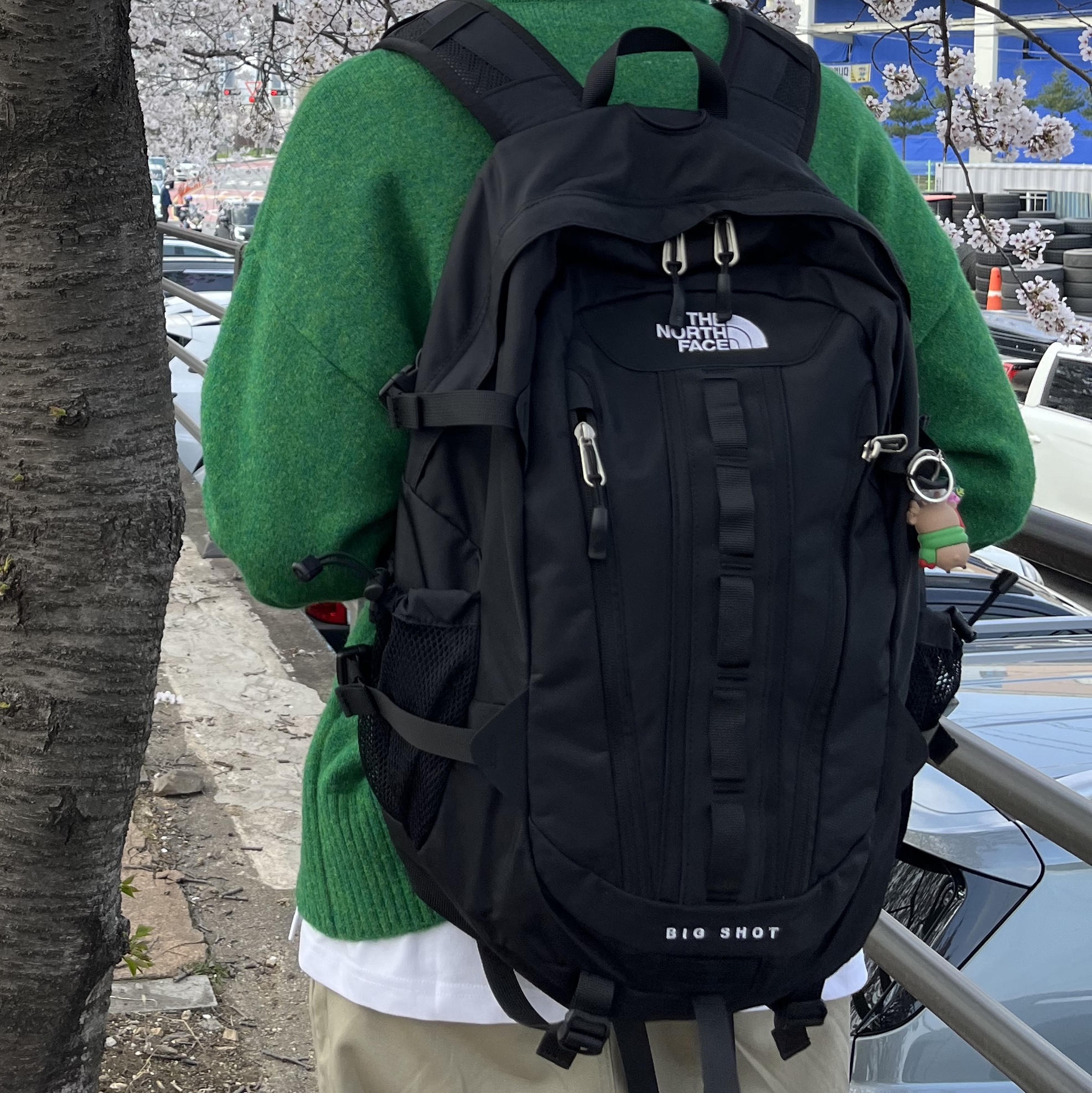 The North Face Big Shot Black 착용 스타일
