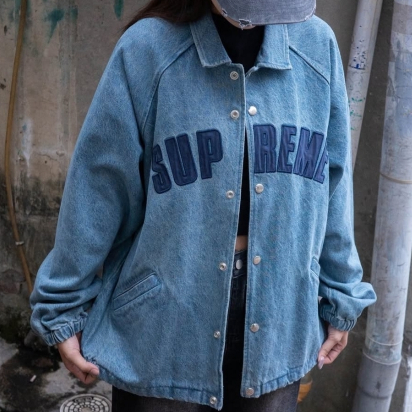 Supreme Arc Denim Coaches Jacket Washed Indigo - 25SS 착용 스타일 - 1