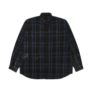 Juun.J Island Washing Check Maxfit Shirt Grey - 25FW