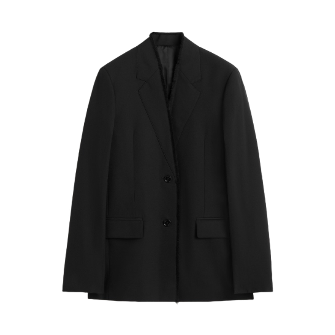 253-WRZ0054-FB0435-001 (W) Toteme Raw Lapel Jacket Black