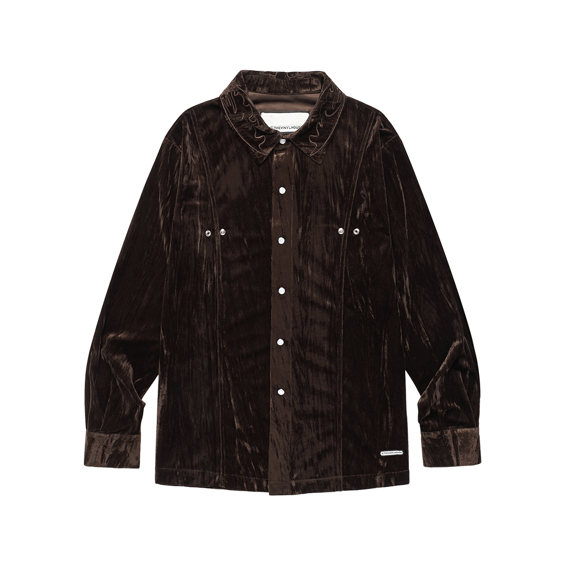 더바이닐하우스 엠브로이더리 벨루아 셔츠 브라운(Thevinylhouse Embroidery Velour Shirts Brown)