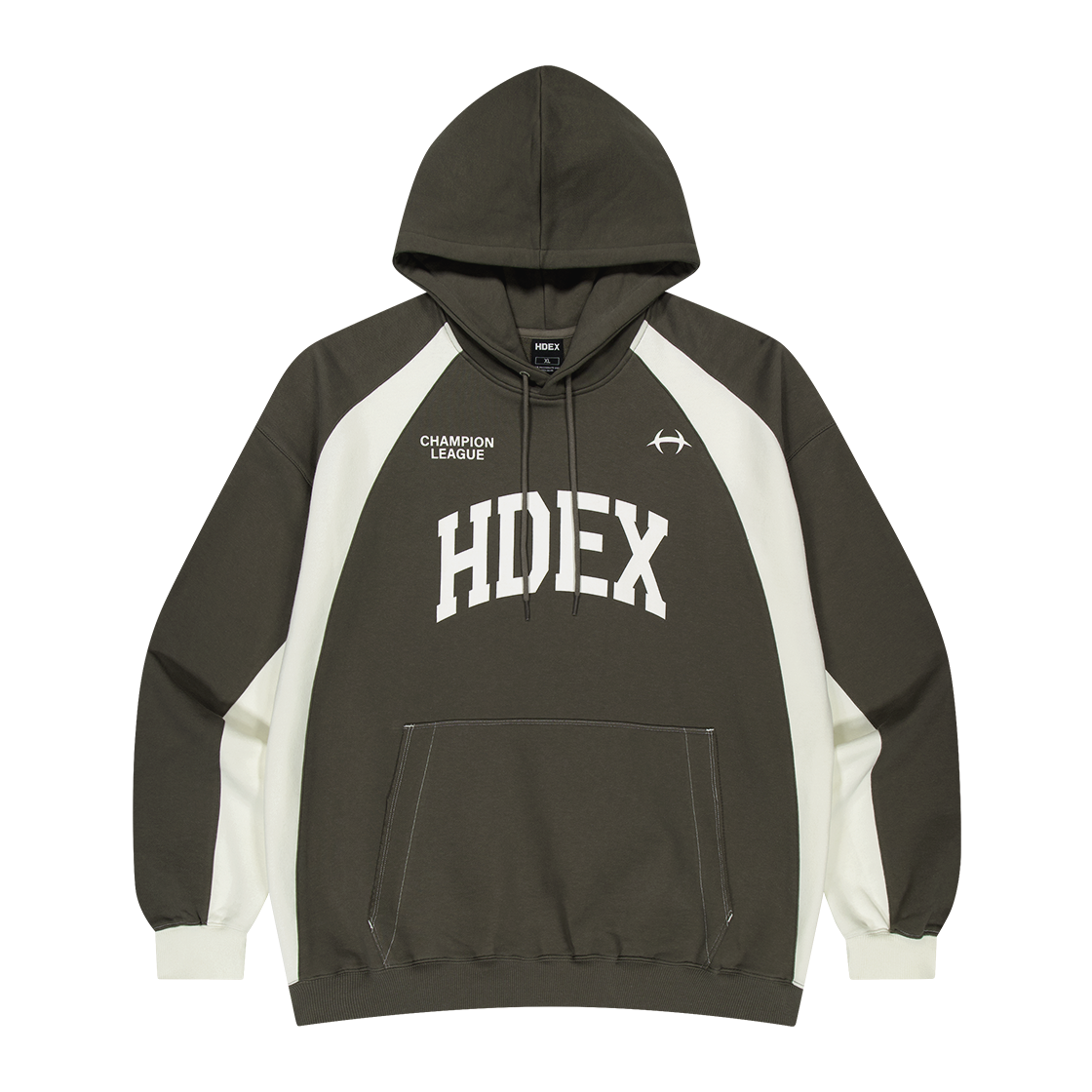 에이치덱스 사이드 컬러 블럭 후디 스모키 브라운(HDEX Side Color Block Hoodie Smokey Brown)