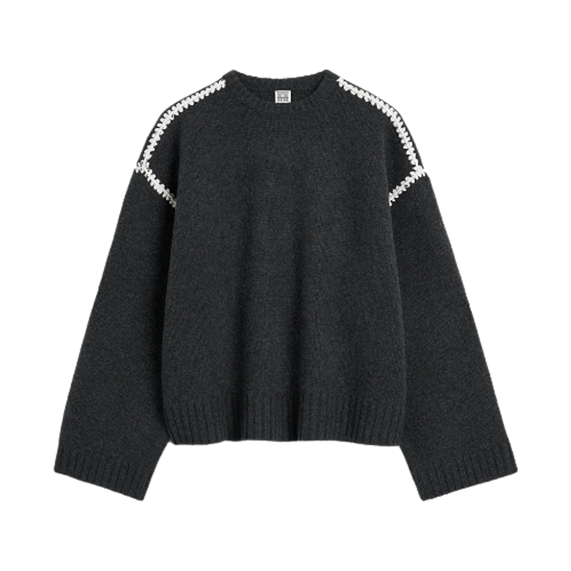241-WRT1025-YA0004-074 (W) Toteme Embroidered Wool Cashmere Knit Grey Melange