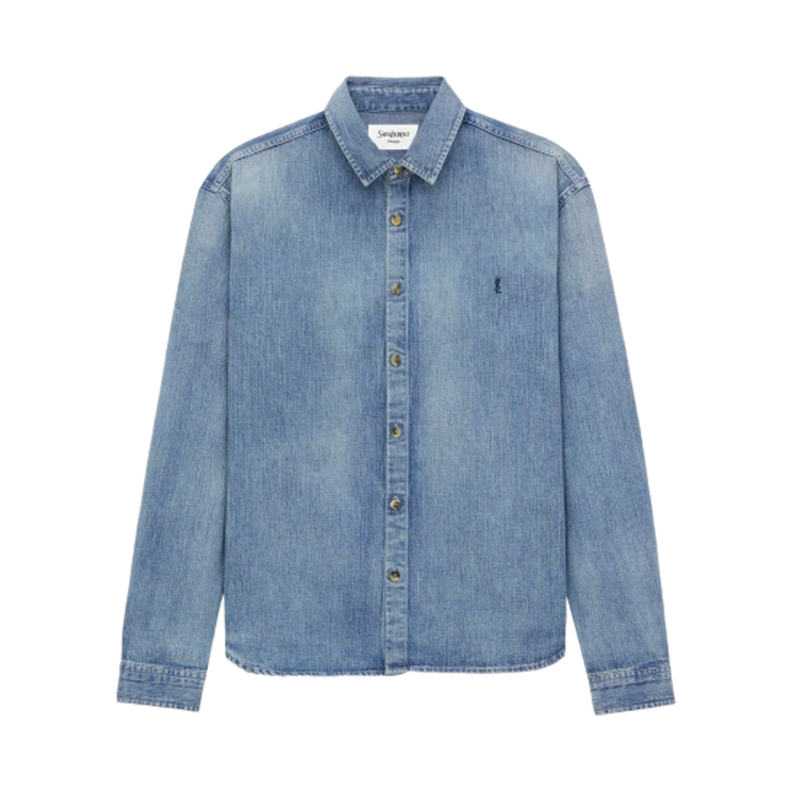 823437-Y14MJ-4248 Saint Laurent Cassandre Shirt in Day Blue Denim