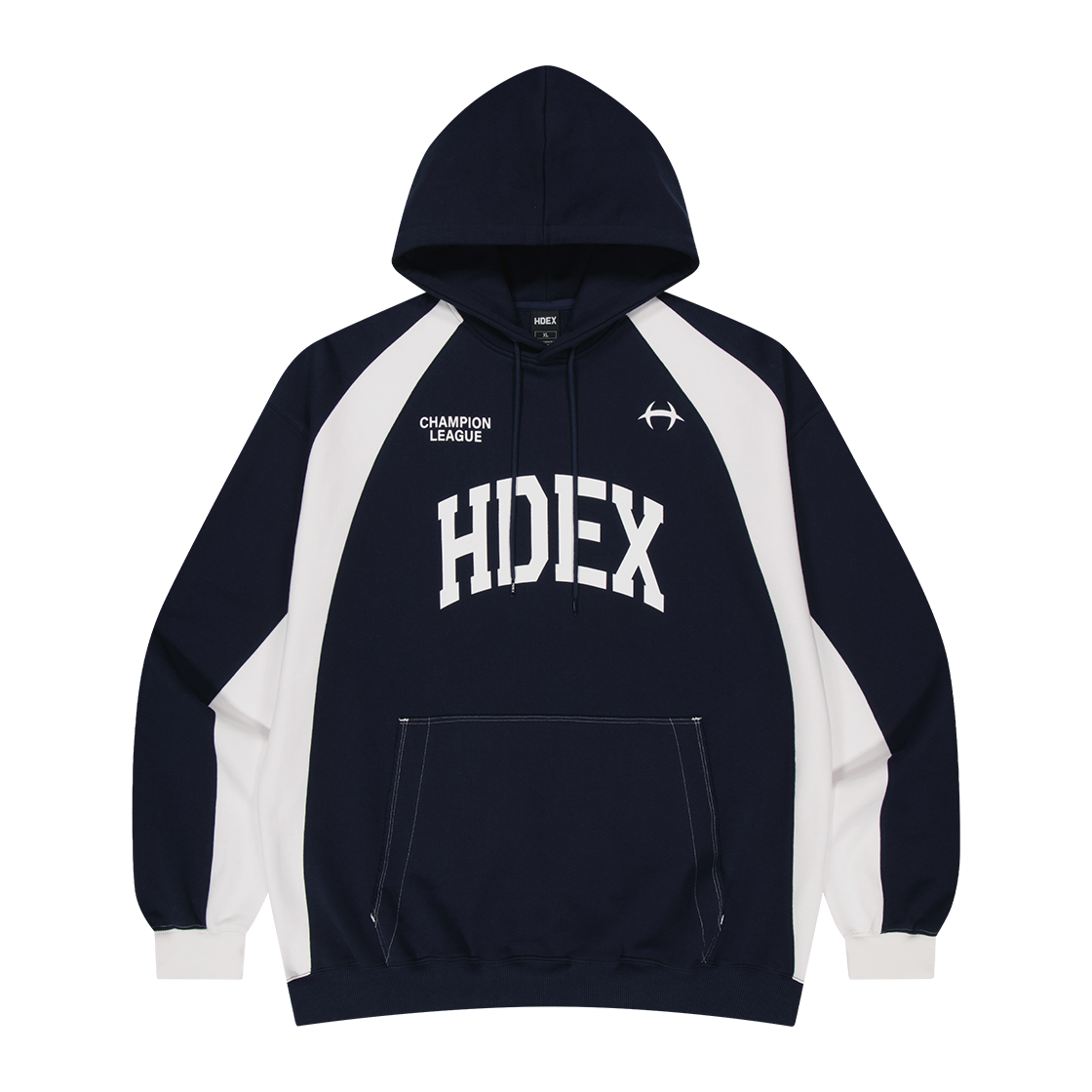 에이치덱스 사이드 컬러 블럭 후디 네이비(HDEX Side Color Block Hoodie Navy)