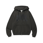 Thevinylhouse Graphic Hoodie Zip Up Charcoal