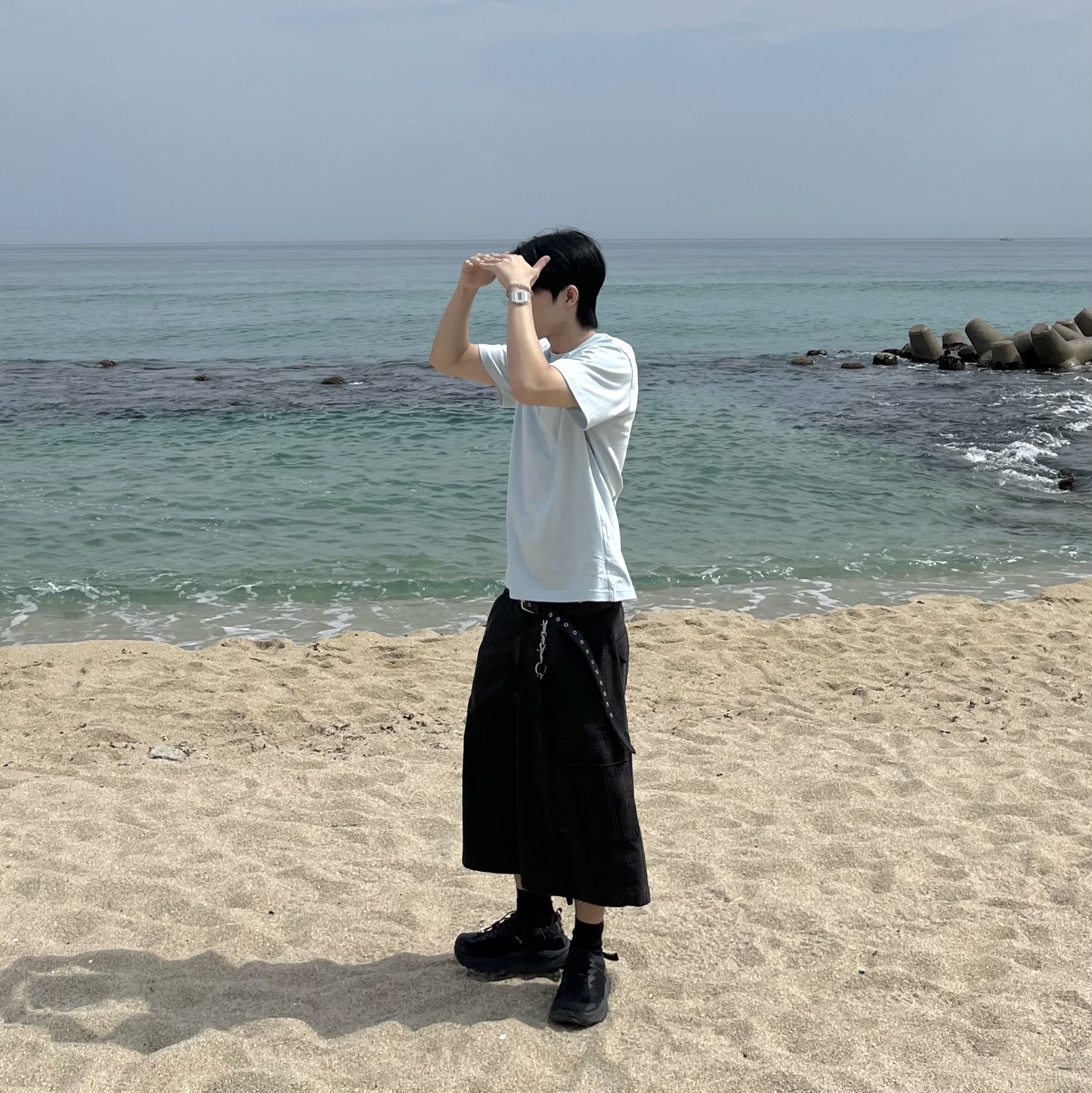 Sansan Gear X b.E Women Logo T-Shirts Sky Blue, Hoka Hopara 2 Black 착용 스타일