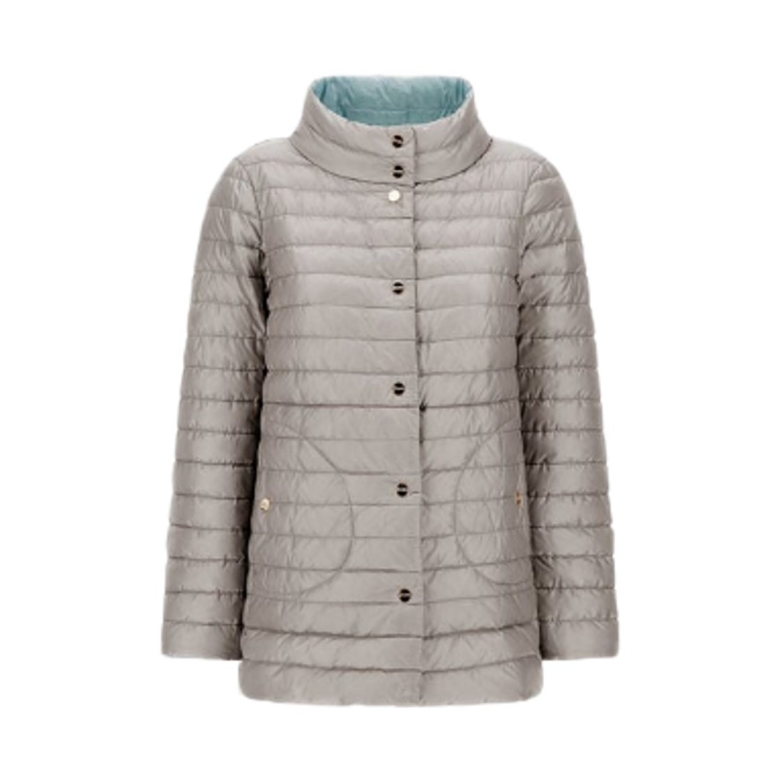 (W) 에르노 리버시블 나일론 울트라라이트 A-쉐입 자켓 아이스 라이트 블루((W) Herno Reversible A-Shape Jacket in Nylon Ultralight Ice Light Blue) - 3