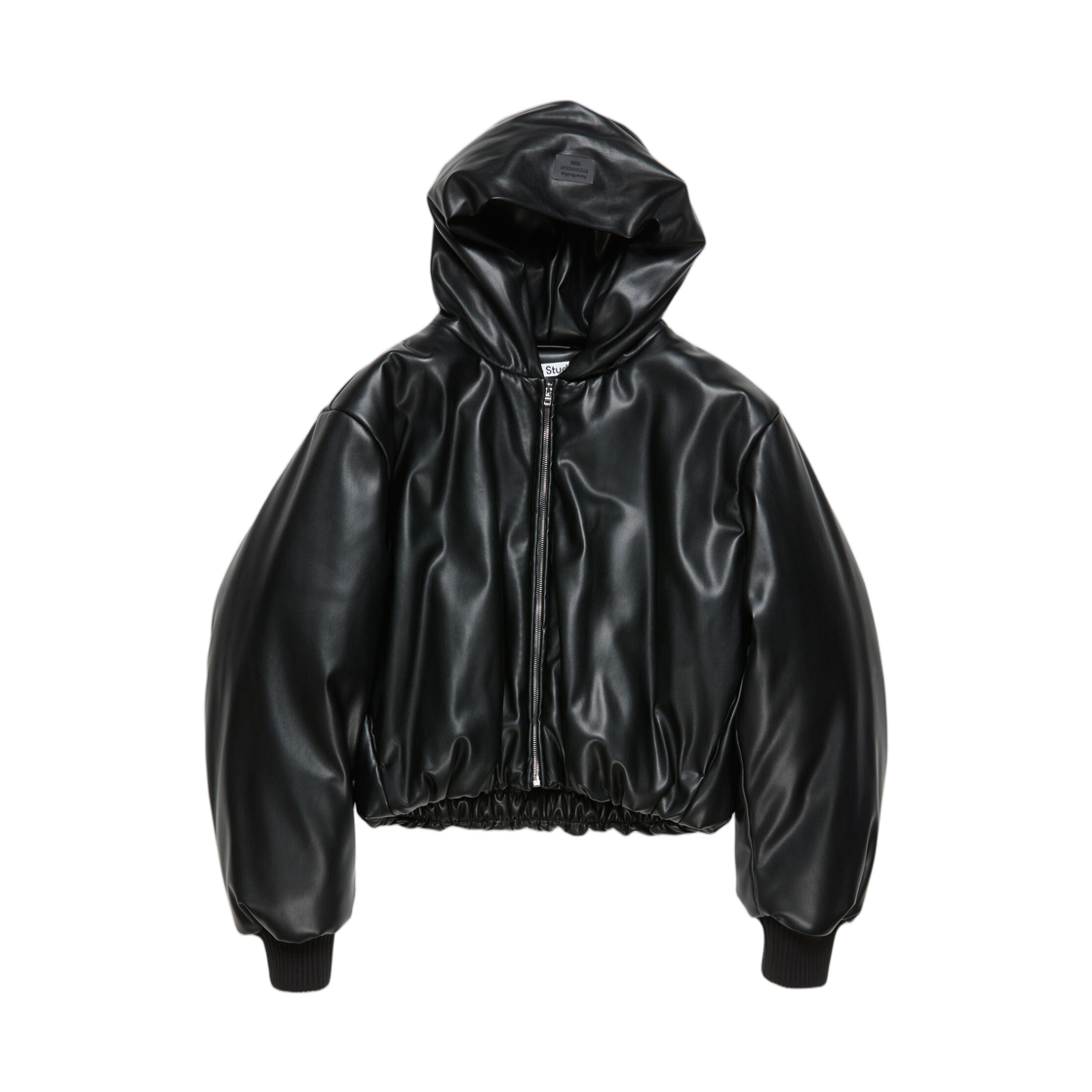 A90654-900 Acne Studios Hooded Faux Leather Jacket Black