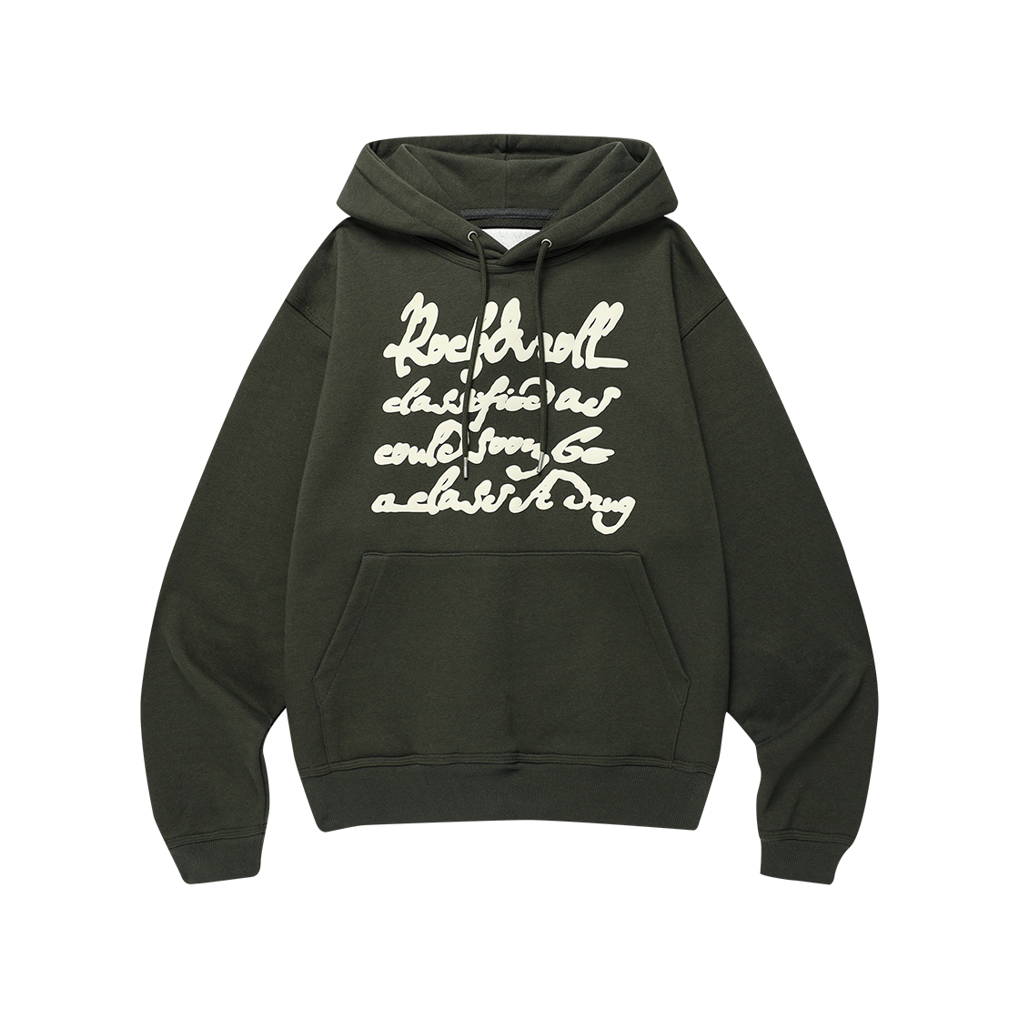 VH2FFUM400AKH Thevinylhouse Cursive Writing Typo Hoodie Khaki