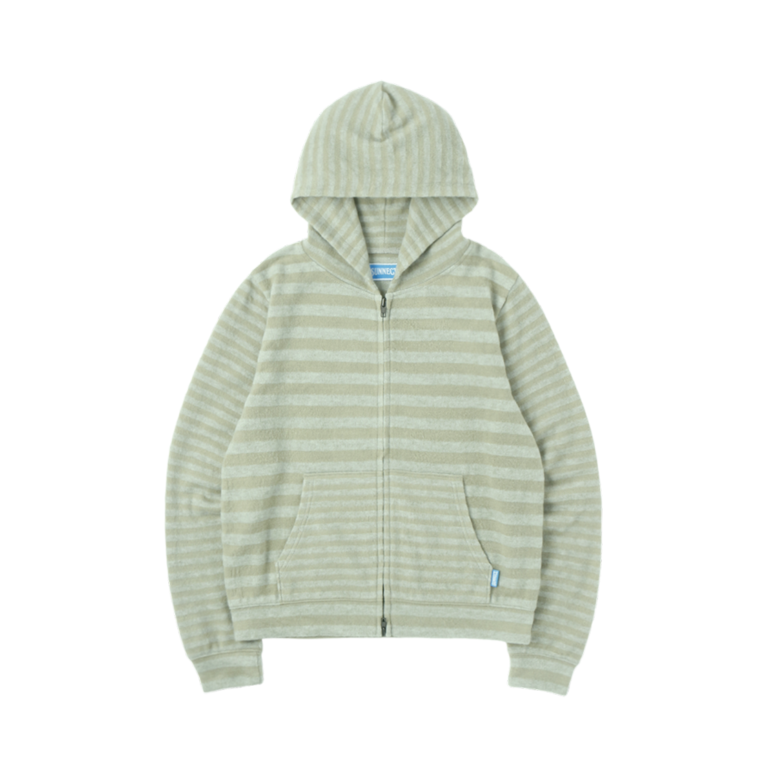 써넥트 스트라이프 니트 집 후디 세이지(SUNNECT Striped Knit Zip Hoodie Sage)