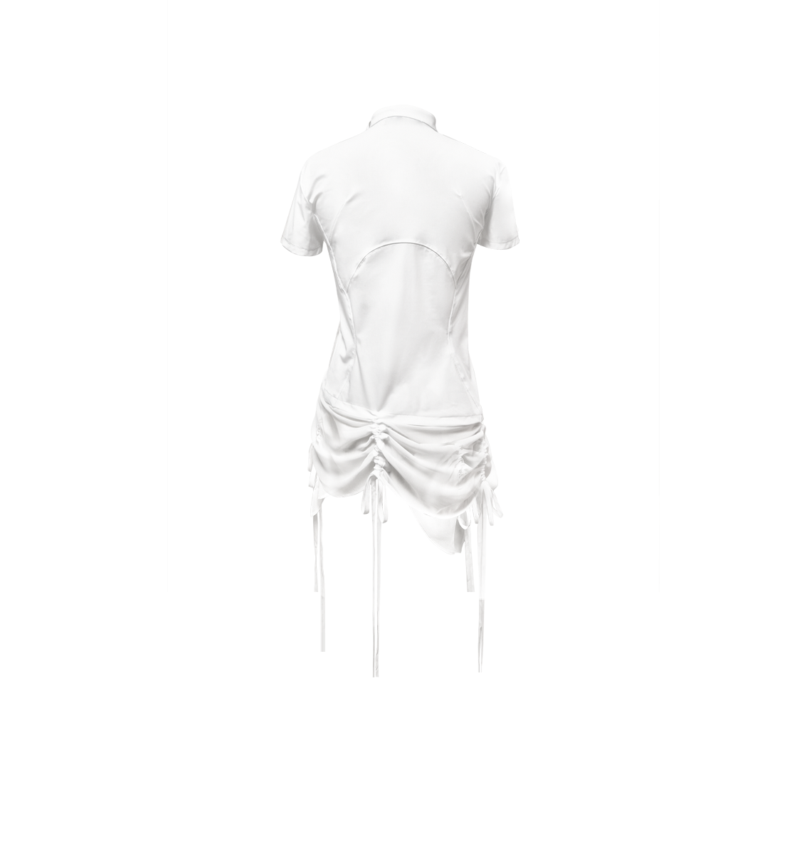 정도 커브드 집업 셔츠 위드 레이어 - 화이트(JUNGDO Curved Zip-Up Shirt With Layer - White) - 2