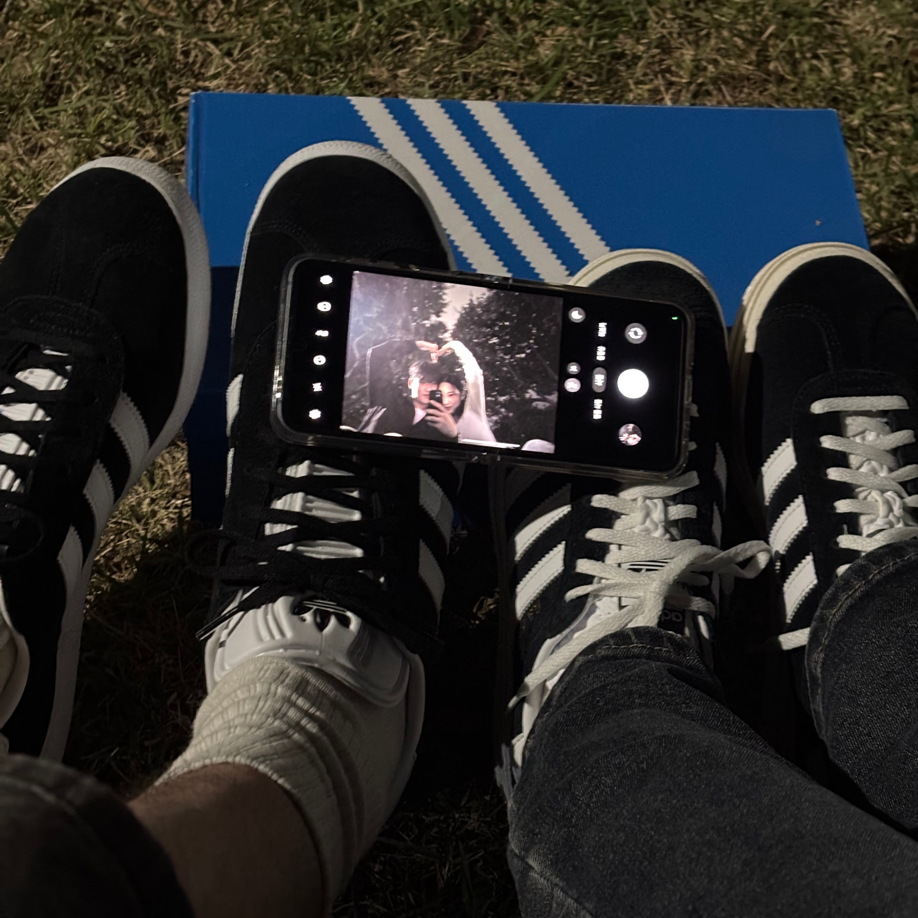 Adidas Gazelle Core Black White, (W) Adidas Gazelle Bold Core Black Cloud White 착용 스타일 - 2