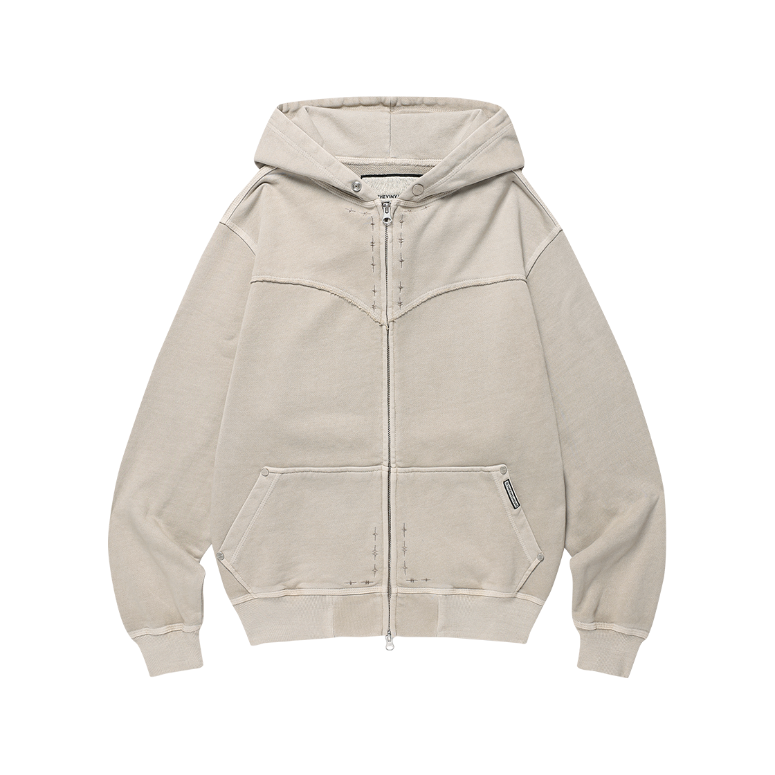 VH2FFUM481ABE Thevinylhouse Dyed Hoodie Zip Up Beige