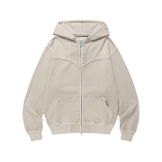 Thevinylhouse Dyed Hoodie Zip Up Beige