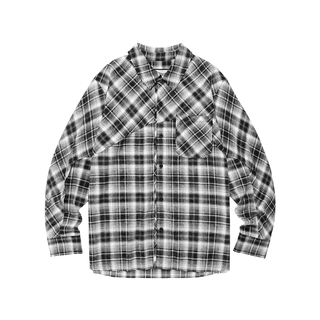 더바이닐하우스 블리치드 체크 셔츠 블랙(Thevinylhouse Bleached Check Shirts Black)