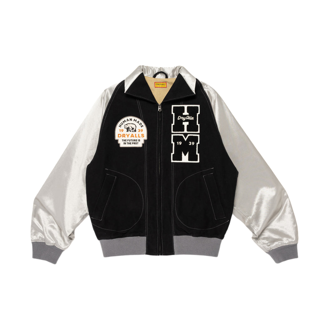 휴먼 메이드 사틴 바시티 자켓 블랙(Human Made Satin Varsity Jacket Black)